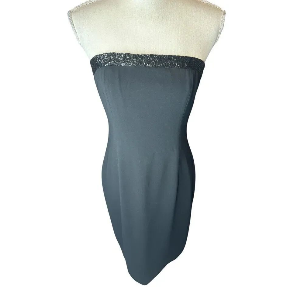 Ralph Lauren Dress Womens Sz 6 Beaded Sheath Knit Bodycon Evening Event